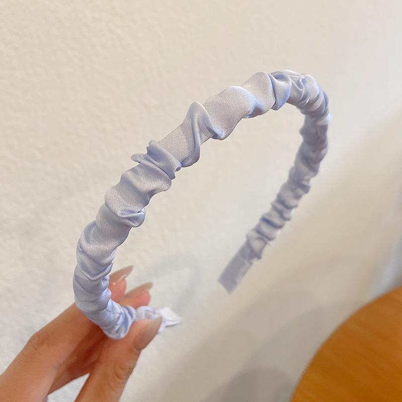 Bentițe de Păr la Modă pentru Femei, Accesorii de Păr, Lată, Lunetă, Satin, Cerc de Păr, Bentițe Pliate, Culoare Solidă, Elastice de Păr Mătăsoase, Accesorii de Păr