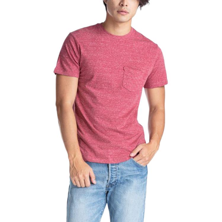 Levis Solid Color Casual Crew Neck Short Sleeve Regular T-Shirt Men Tops Burgundy 19342-0126