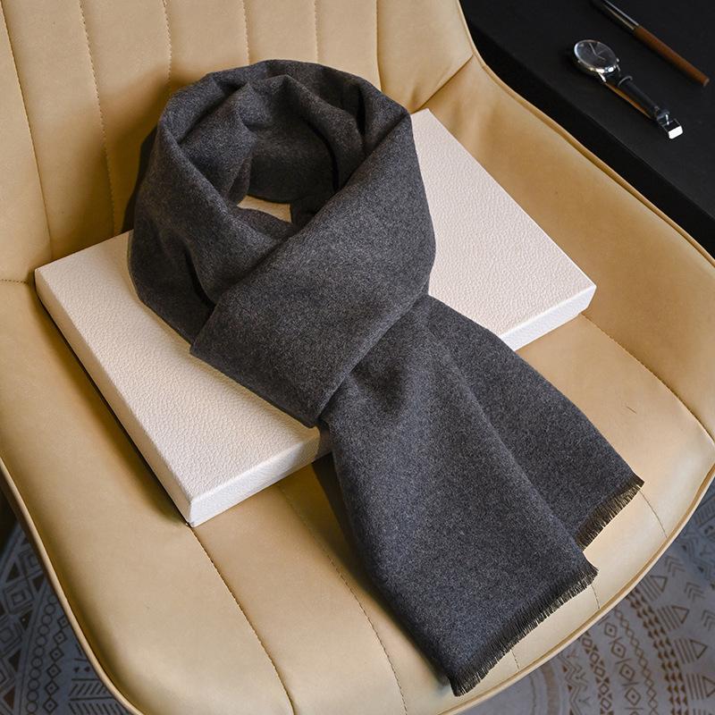 Men's Wool Scarf Autumn and Winter Warm Thickened Plaid Scarf Business Leisure Birthday Gift Men's