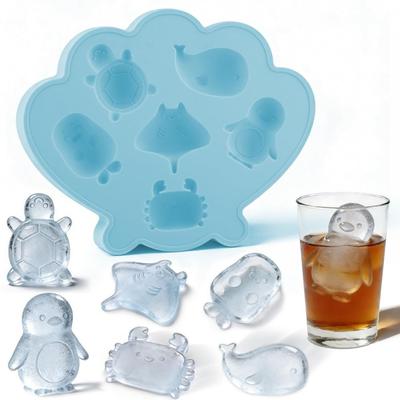 6 Holes Ice Cube Tray Easy To Release Marine Life Shapes Cubes Silicone Ice Cube Mold  Ice Making