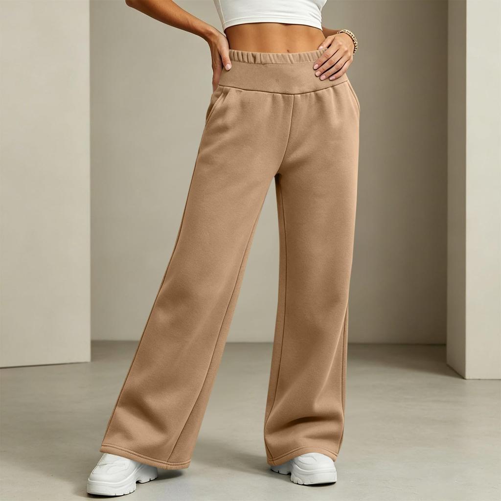 Pantaloni della tuta da donna casual colorati, vestibilità ampia, gamba larga, con elastico in vita