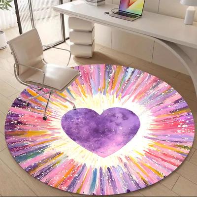 1 Stück Heartburst Office Runder Teppich, Matte Geeignet Für Büro, Unter Bürostühlen Schlafzimmer Wohnzimmer Heimdekoration, Zimmerdeko