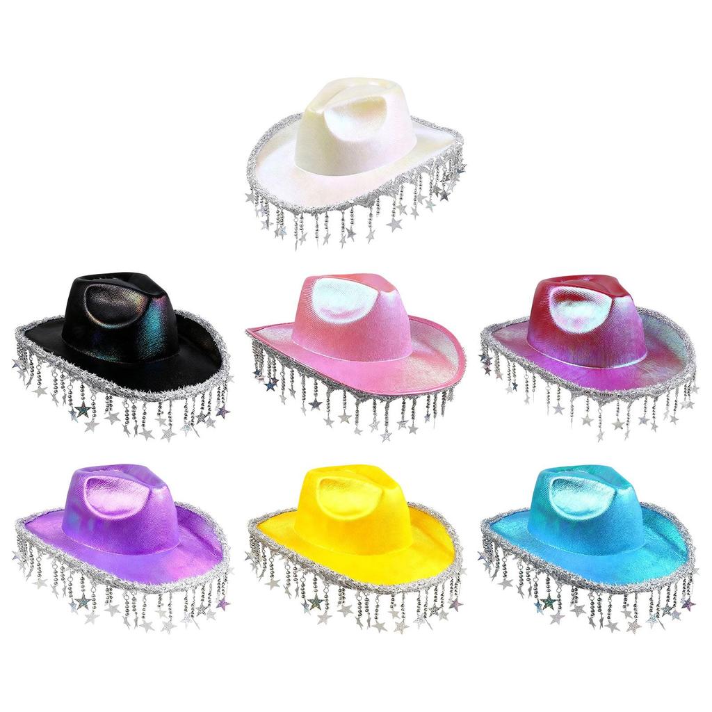 Cowboy Hat Shiny Trendy Headgear Costume Accessories Cowgirl Hat for Music Festival Engagement Outdoor Holiday Stage Performance