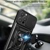 For iPhone 16 Pro Case with Slide Camera Lid PC+TPU Kickstand Phone Cover