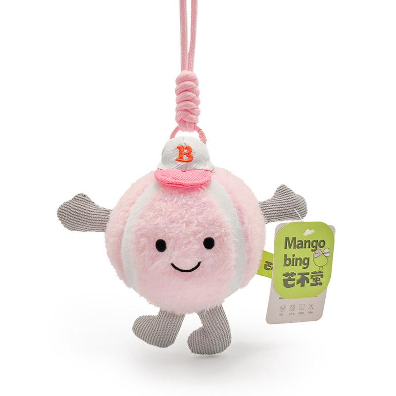 Fun Popova Baseball Pendant Plush Toy Cute Car Key Bag Hanging Doll Gifts for Girlfriend