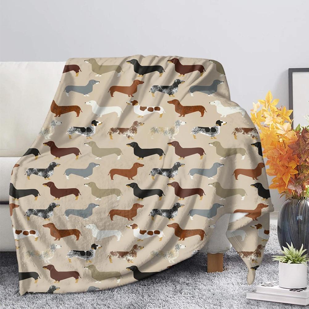 Dachshund Blanket Fluffy Soft Warm Sausage Dog Throw Blankets for Bed Sofa Lightweight Plush Sheet Bedspread Flannel Cozy Cover