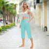 Women  Elastic High Waist 3/4 Pant Casual Active  Fit Wide Capris Leg Pants Trousers With Pockets