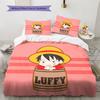 One Piece Monkey D Luffy Muster Bettwäsche Bettdecke Set Bettbezug Kissenbezug Zuhause Geburtstagsgeschenk(1 Bettbezug + 2 Kissenbezüge, ohne Füllung)