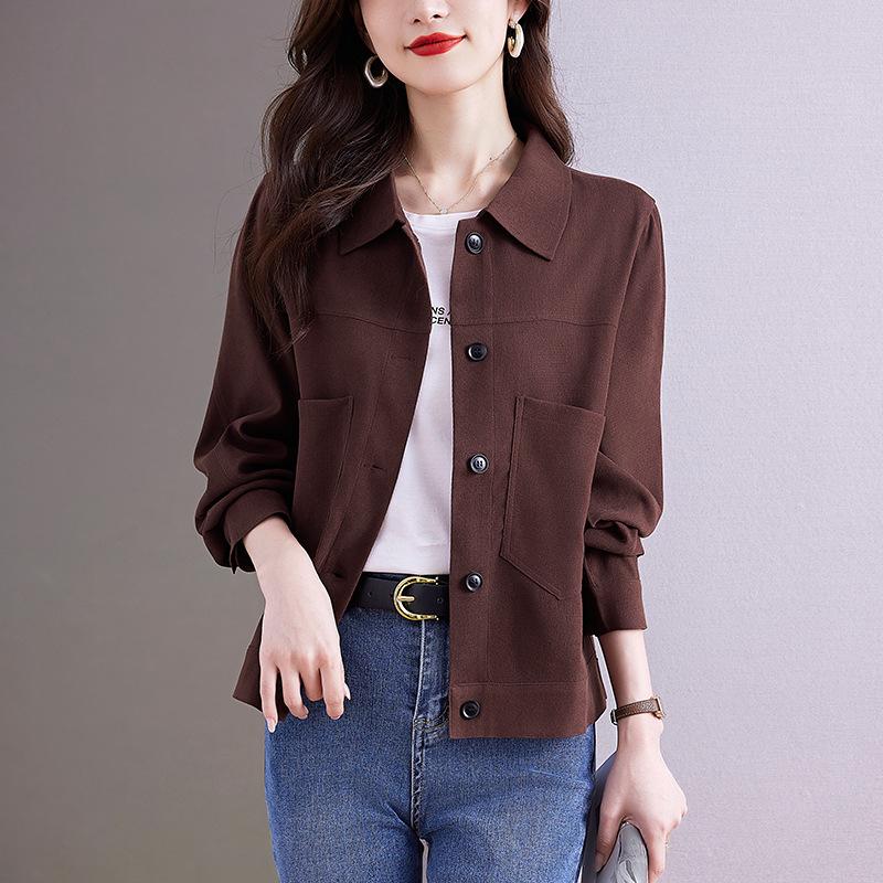 Short Coat Womens Autumn and Winter Updated Comfortable Fit Everyday Niche Design Sense Thin Jacket Popular Lapel Top