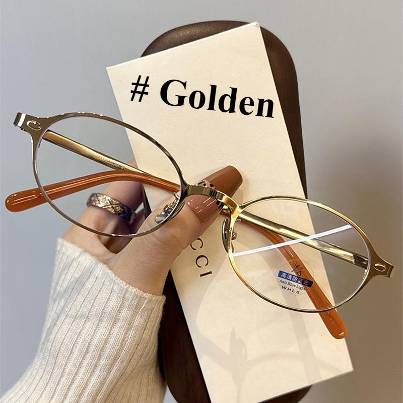 

Ultra Light Titanium Frame Elliptical Frame Myopia Glasses with A Degree Range of -1.0 To - 4.0 Anti Blue Light Style 0 Anti blue light золотой