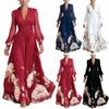 Women's Long Mesh Splicing Slim Fit Dress, Versatile Printed Maxi Dress for Casual Wear
