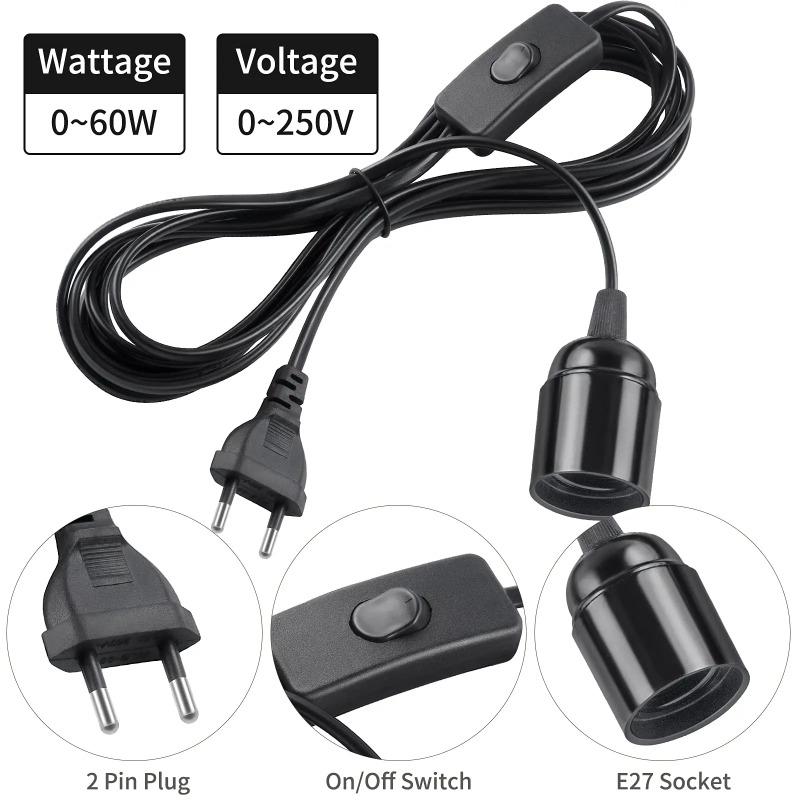 E27 Lamp Holder 1.8m/3.5m EU Plug Bakelite Lamp Holder Extension with Push Button Switchfor Pendant Lighting accessories