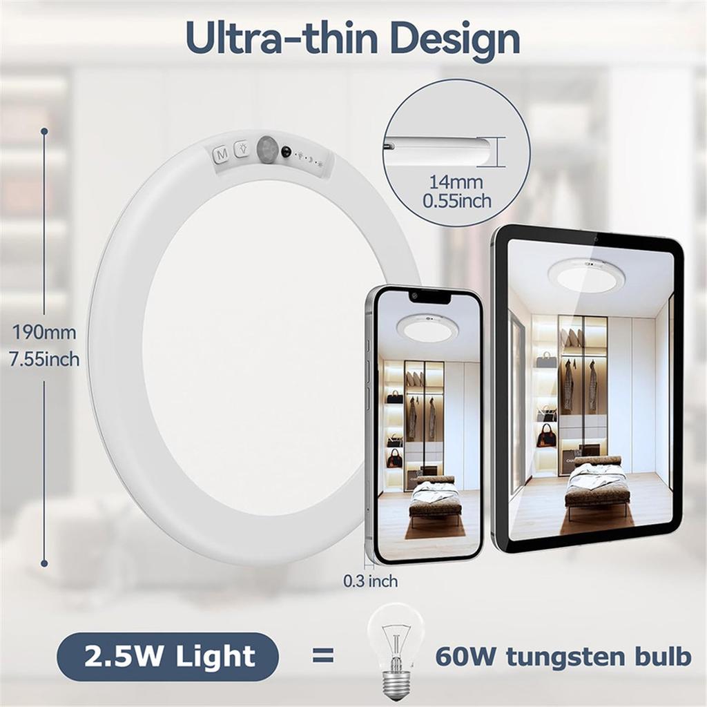 Motion Sensor Wireless LED Ceiling Lights Dimmable With Remote Control Timer Rechargeable Ceiling Lamp For Bedroom Corridor