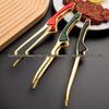 Gold Stainless Steel Korean BBQ Tongs with Green Rubber Handle, Japanese Restaurant Style Grilling Tongs for Steak and Food.