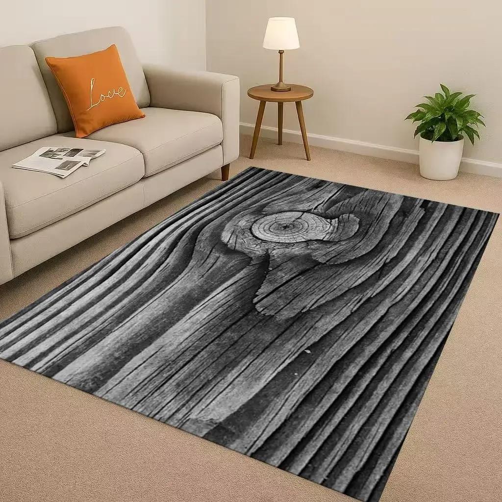 Classic Wood Grain Tree Growth Ring Brown Gray Living Room Non-Slip Area Rug Carpet For Bedroom Playroom Sofa,Home Decor Doormat