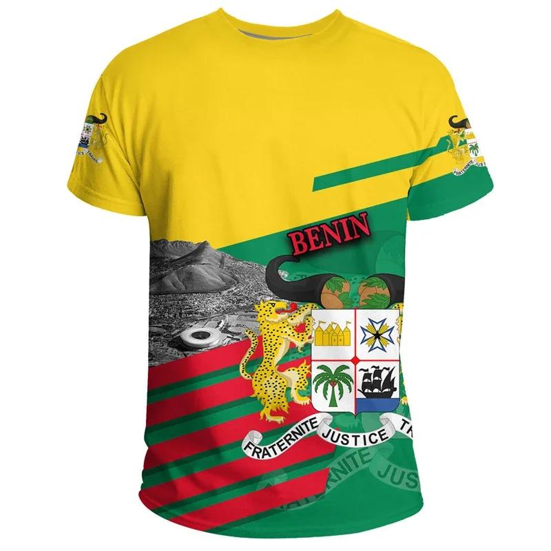 The Republic of Benin Flag Football Jersey African Benin National Day Graphics T-shirts 3D Printed Fashion Short Sleeve T Shirt
