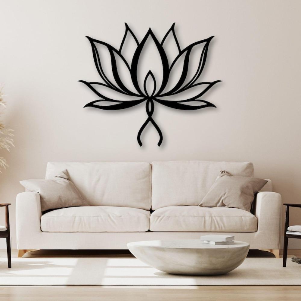 Lotus Metal Wall Art Minimalist Flower Silhouette Yoga Decor Spiritual Home Zen Mandala Inspired