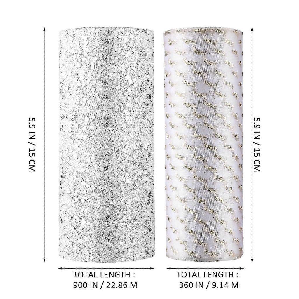 Glitter Tulle Fabric Decorative Organza for Wedding Table Decoration 6 Rolls
