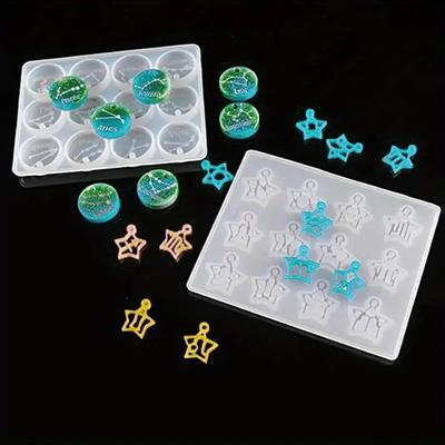 12 Constellation Resin Molds, Round & Star Zodiac Sign Epoxy Resin Molds for Jewelry Making DIY Craft, Keychains, Clay Crafts