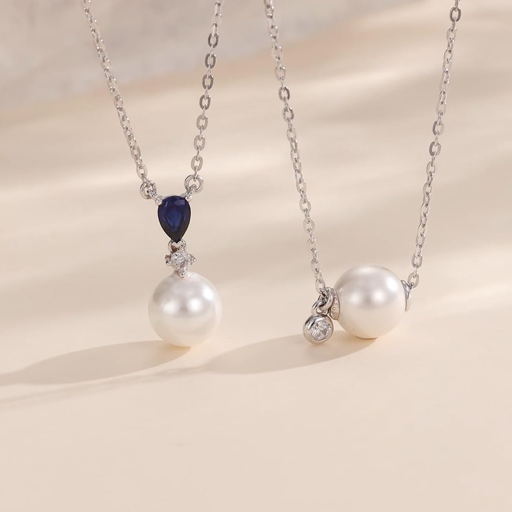 FANCIME Genuine Pearl Necklace for Natural Single Freshwater S925 Perfect for and Gift Wrapping Women, Pearl, 7-7.5mm, Pearl, Zirconia, Silver,