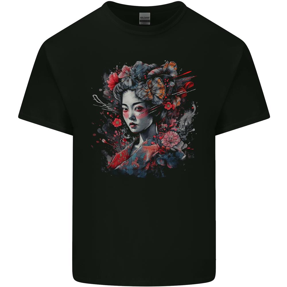 Geisha Girl With Flowers Butterflies Fantasy Kids T-shirt Childrens S