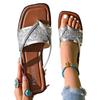Außenhandel Übergröße Ein-Wort-Slipper mit flachem Boden Damen 2025 neue Mode Metall Pailletten lässige Flip-Flops Damen