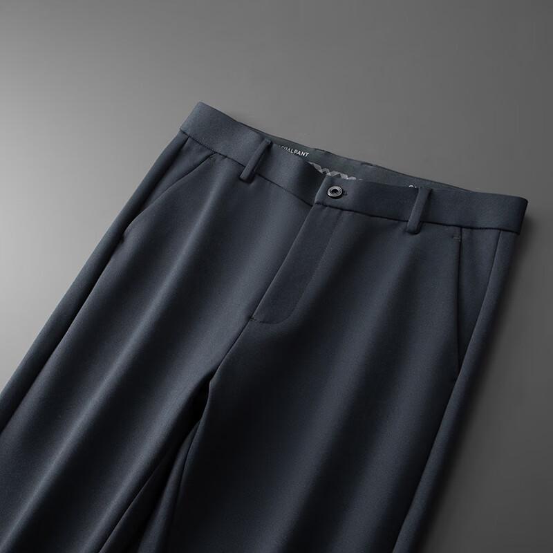 Dibenze Men's Plus Size Loose Fit Stretch Business Casual Straight Leg Trousers