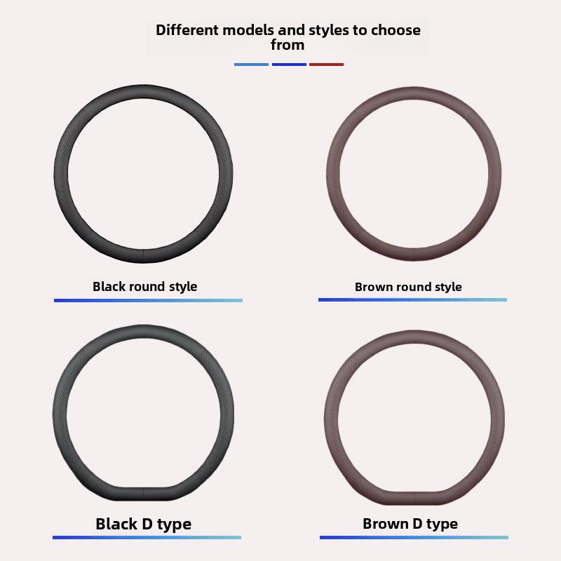 Universal Lenkradbezug aus schwarzem Nappa-Leder, rutschfest und atmungsaktiv, 15 Zoll/38 cm.