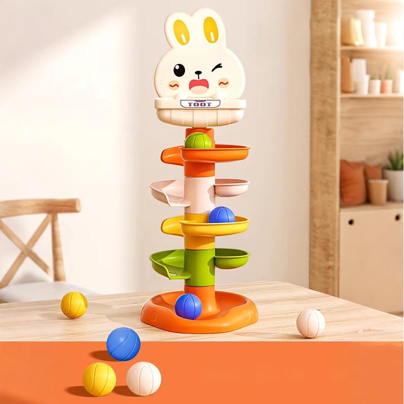 Montessori Rotating Rainbow Tower Baby Stacking Puzzle Toddler Toys Children Motor Skill Game Spinning Stacking Toys 1 To 2 Year