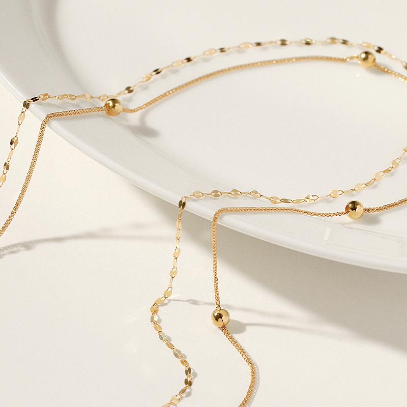 Mcel 18K Chouette Golden Ball Double Chain Anklet