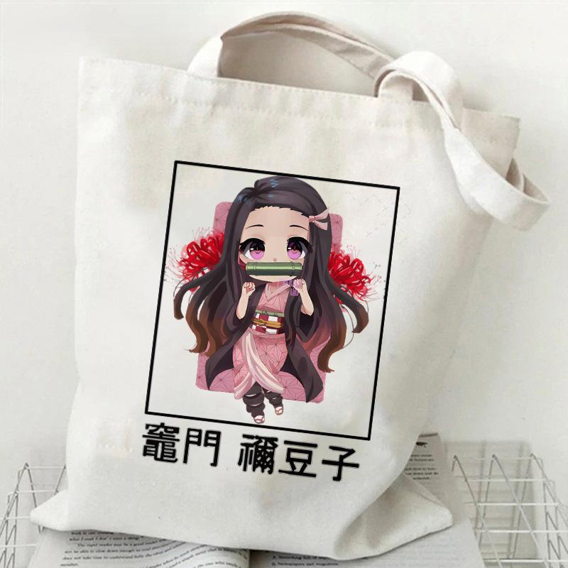 Japan cartoon comics Nezuko Kamado Demon Slayer Print Canvas Bag Stylish Women's Handbag Large Capacity Casual Shoulder Bag 7561 KTB