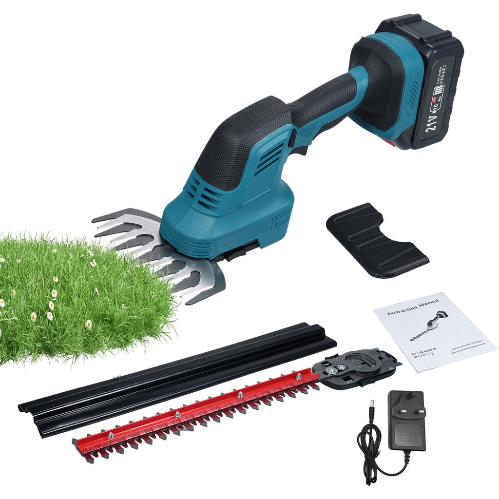 2in1 Hedge Trimmer & Grass Shears 21V Electric Shrub Trimmer Handheld Grass Cutter Lightweight