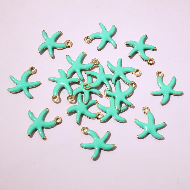 20pcs Stainless Steel Small Enamel Starfish Charms Pendant 10.5x10mm DIY Jewelry Making Accessories for Necklace Earrings