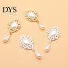 Exquisite Faux Pearl Charms for Crafts 2Pcs Oval Charms, 56x25mm Flatback Alloy Rhinestone Brooch Buttons, Elegant Jewelry Findings Handmade Projects