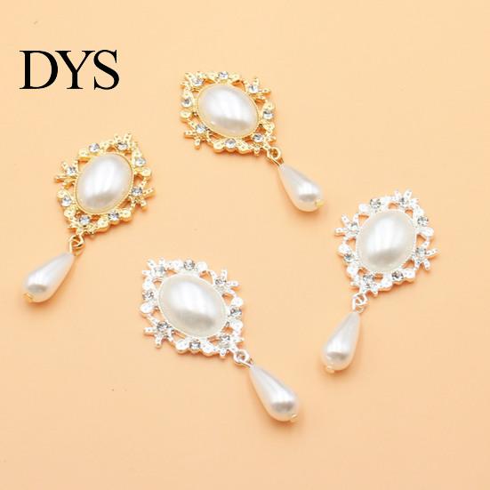 Exquisite Faux Pearl Charms for Crafts 2Pcs Oval Charms, 56x25mm Flatback Alloy Rhinestone Brooch Buttons, Elegant Jewelry Findings Handmade Projects