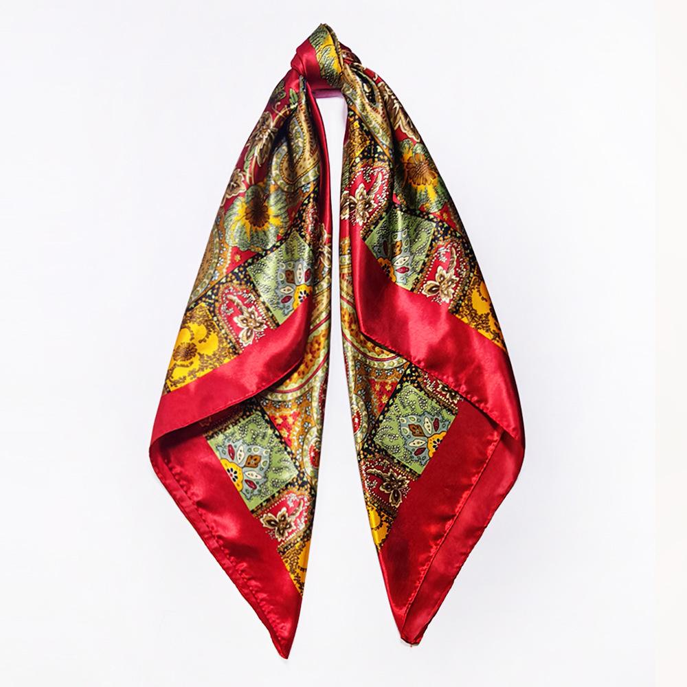 90cm Scarf for Women: Cashew Nut Print, Trendy, Versatile, Retro Square Scarf 90x90cm
