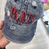 Μόδα μεγάρη περιφέρεια κεφαλιού Αγγλική κεντητή τζιν σκισμένη καπέλο του μπέιζμπολ ανδρικό και γυναικείο street fashion casual καπέλο