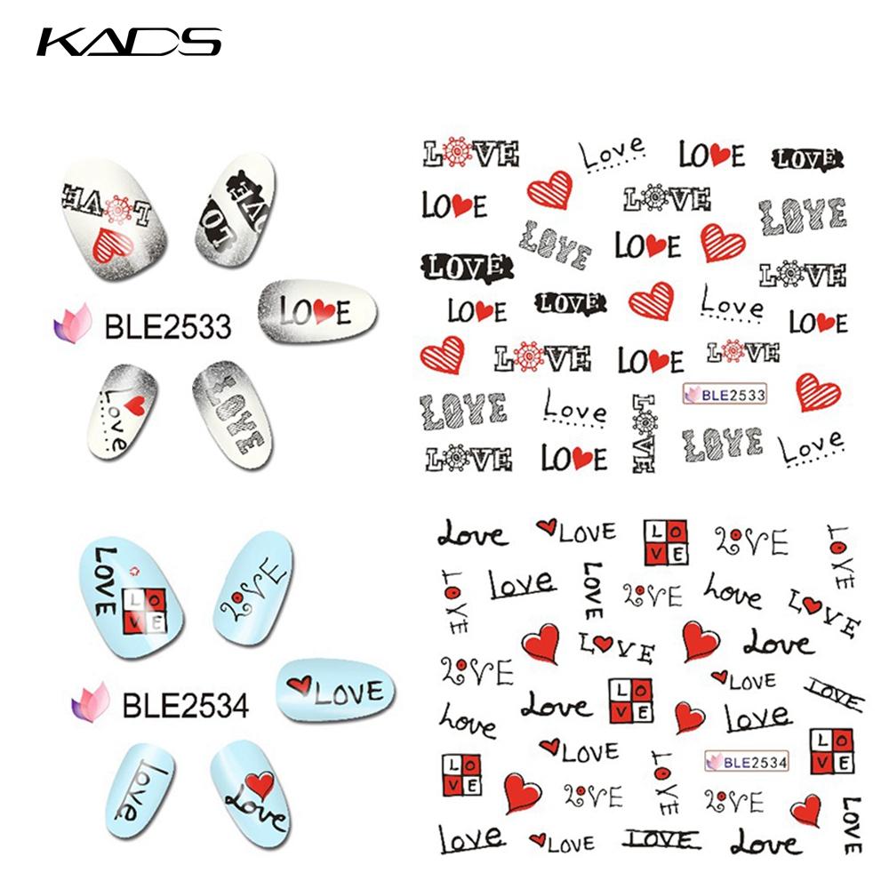 kads 11pcs/set Valentines Lips Love Series Design DIY Nail Art Stickers Water Transfer Decal Sticker Wraps