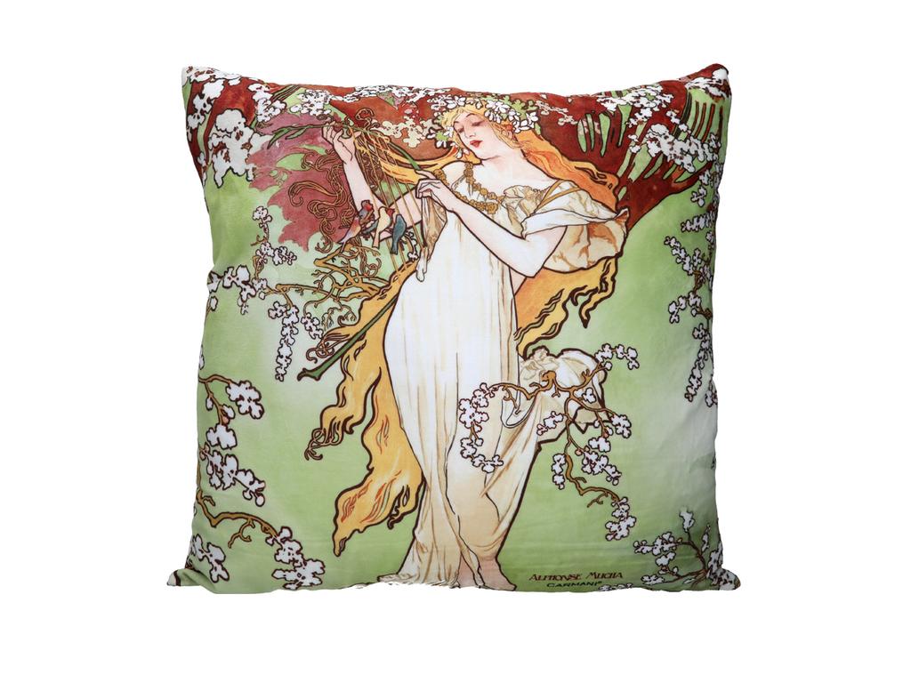 Pillow With Filling Alfons Mucha Spring Pillowcase With Zipper Decoration