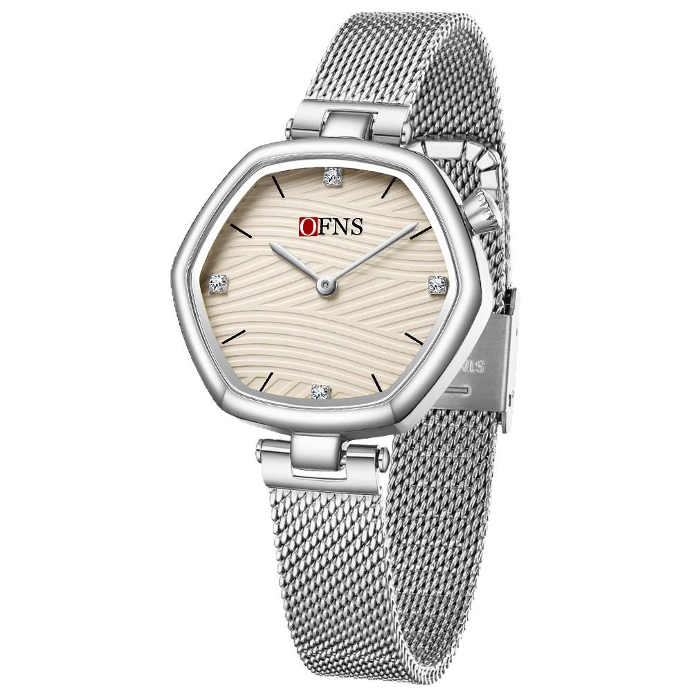 European Style Bestseller Ladies' Waterproof Quartz Wristwatch with Simple Polygonal Design and Mesh Strap - Model 1642