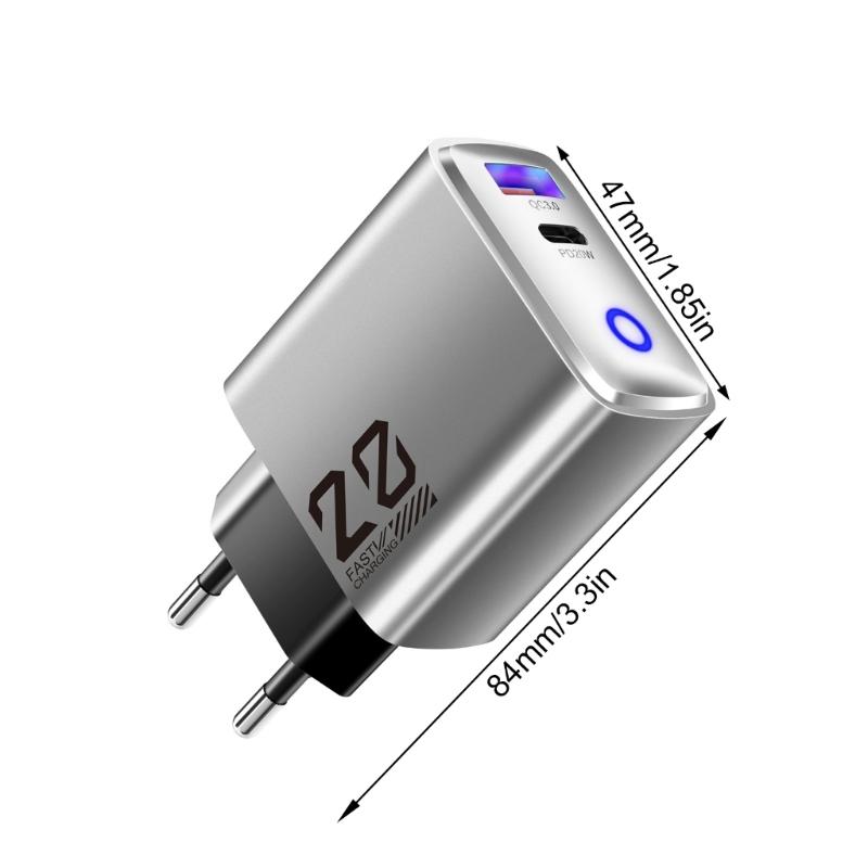 European Plugs USB C Fast Charger 20W Builts In LED Charging Status Light Portable Design For Multiple Devices Use