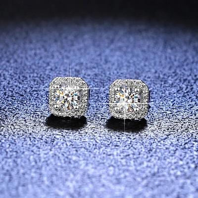 Pendientes de tuerca con diamantes de moissanita de color D de 1 quilates y 2 quilates que pasan la prueba de diamantes, pendientes de tuerca con moissanita para mujer, joyería de plata esterlina