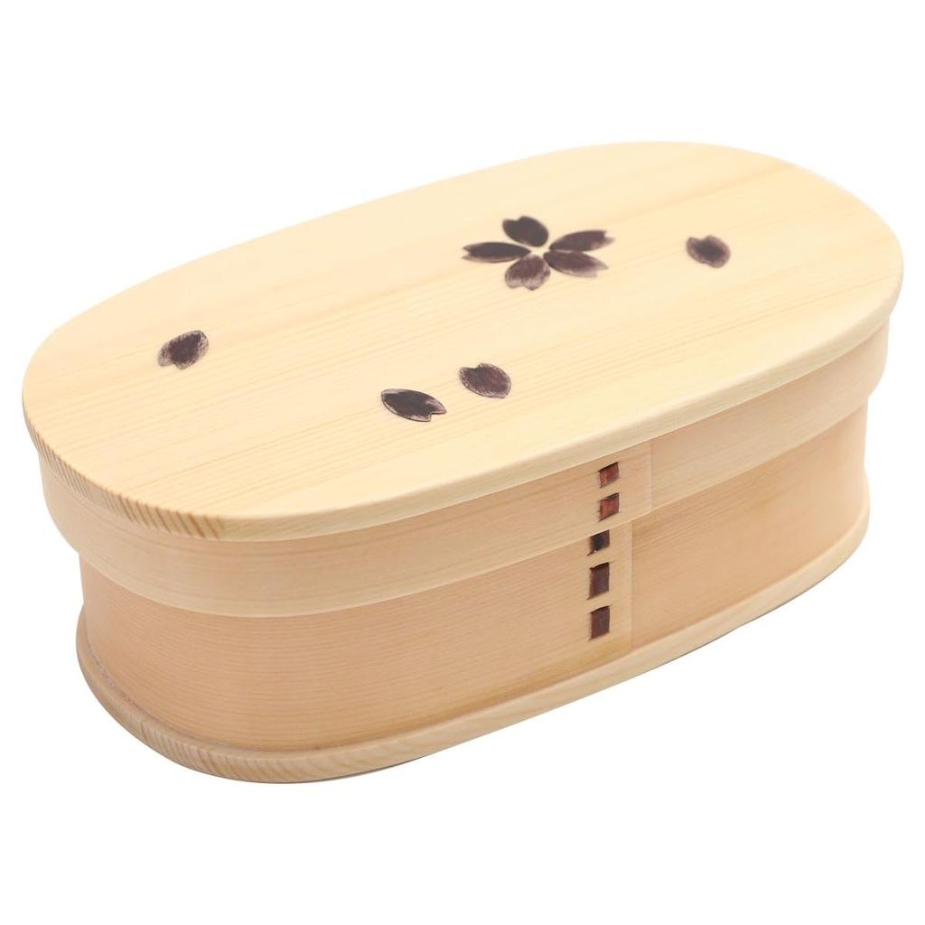 Miyoshi Lacquerware Honpo Magewappa Bento Cherry Blossom Made of Natural Wood and Mini Modern Japanese Traditional Japanese Style Box, Design, 530ml,