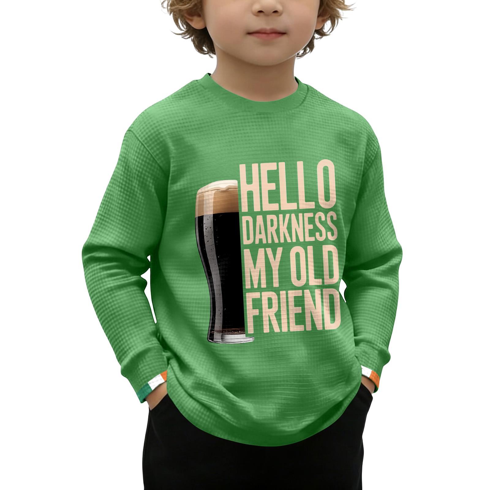 

Children s Printed Long Sleeve O-Neck Top Daily Casual T-shirt 130 зелёный