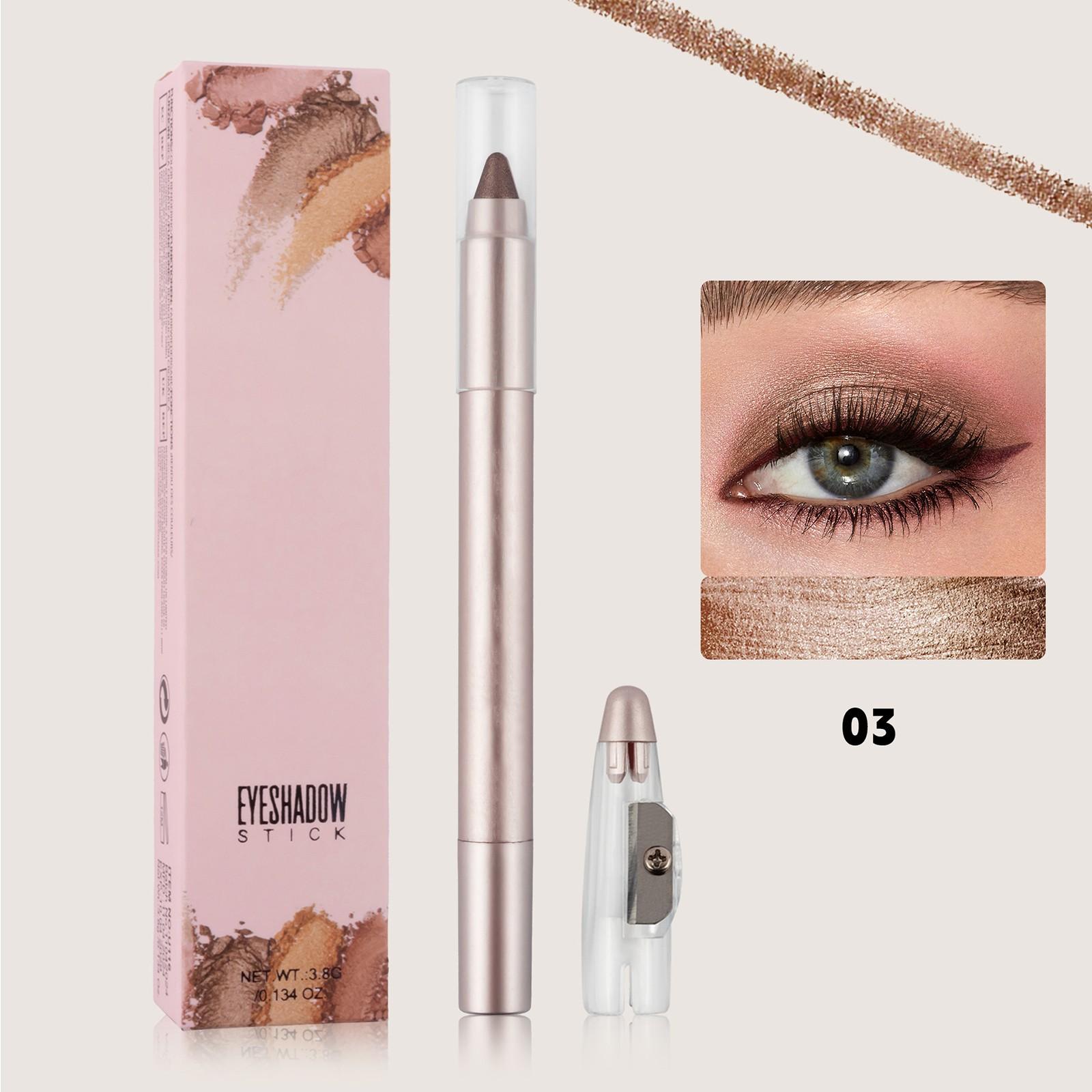 

Перламутровые тени для век, цветные блестящие тени для век в форме палочки, с точилкой для карандашей, стойкие водостойкие и не размазывающиеся перламутровые тени для век One Size коричневый