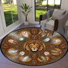 Retro Mandala Lion Round Area Rug,Carpet Rug for Living Room Bedroom Sofa Playroom Decor,Non-slip Floor Mat Q0037