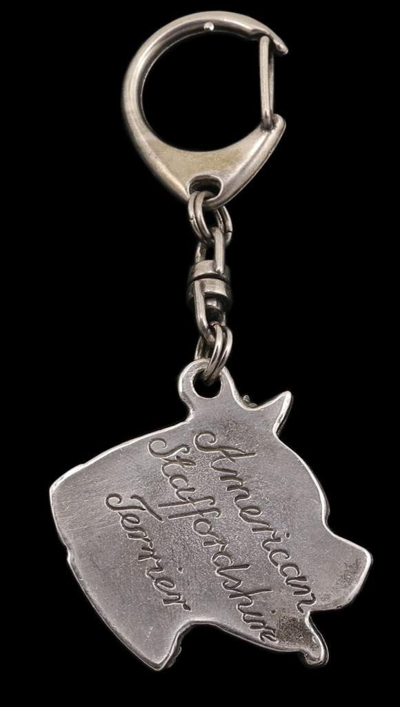American Staffordshire Terrier, Amstaff I - Silver-plated Key Ring with a Dog In a Gift Box, Handbag Decoration, Backpack Pendant by Art-Dog Brand