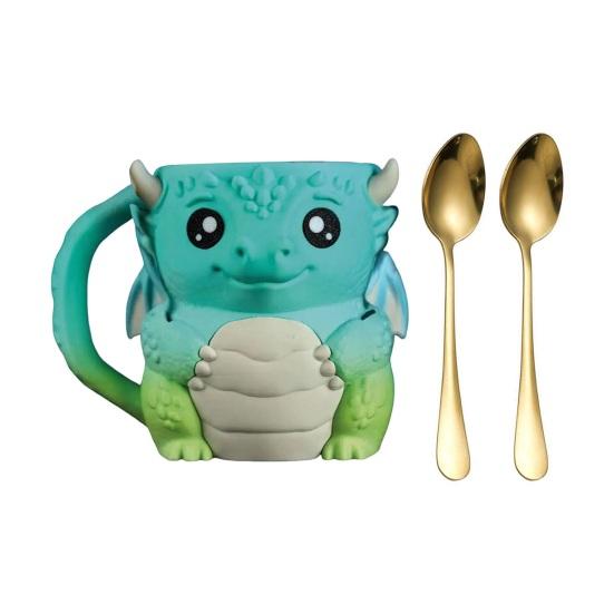 Eisbecherhalter mit Griff, 16 oz Behälter, mit integriertem Snackfach-Design, Niedrige isolierte Hülle mit Drachenmotiv für Desserts und Getränke