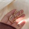 Hand Beaded Round Circle Hoop Earrings For Women Golden Statement Metal Earring  Trend Party Jewelry Couple Gift Brincos
