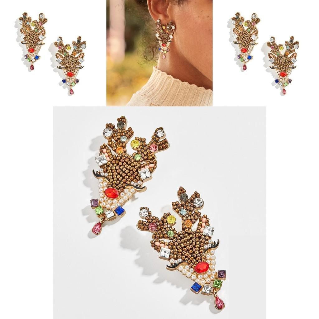 Stylish Christmas Reindeer Earrings Alloy Electroplated Holiday Gift Trendy Jewelry